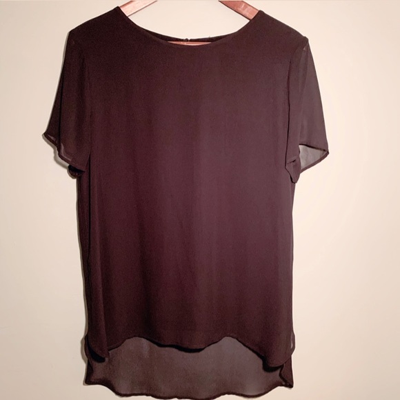 Vince Camuto chiffon overlay high-low blouse - Picture 1 of 6